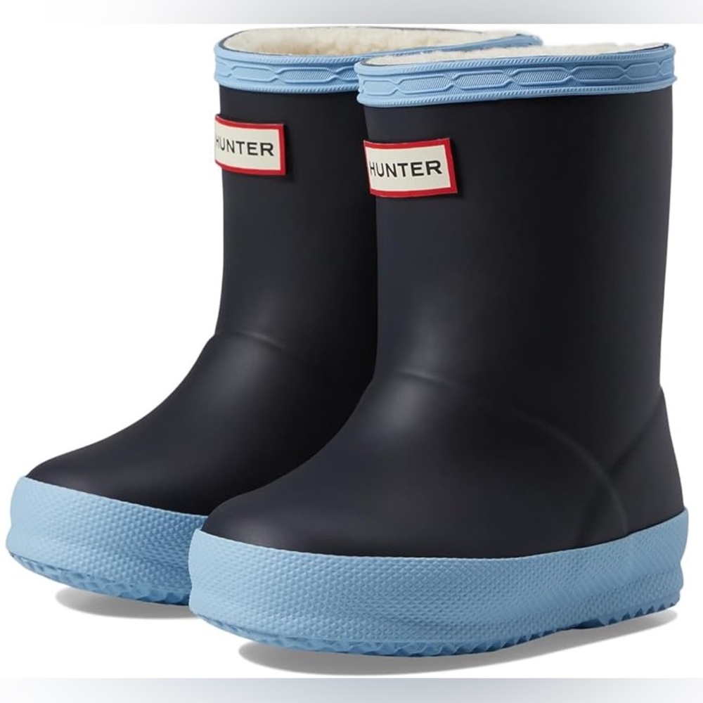 Hunter Navy/Blue Frost Kids 1st Classic Insulated Rain Boots- Boys 5 OR Girls 6